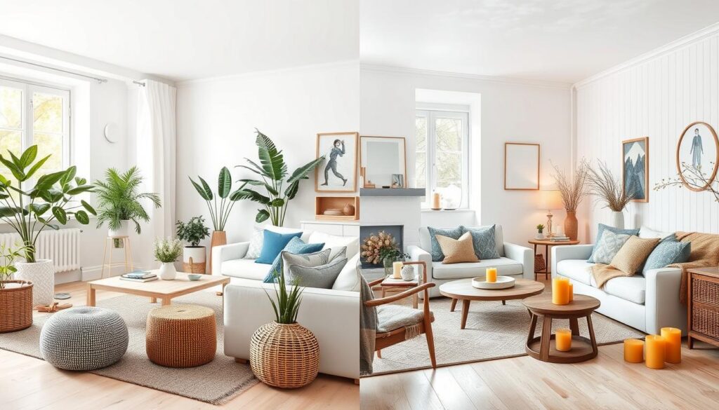 Seizoensgebonden kleurvariaties in een Scandinavisch interieur Seizoensgebonden kleurvariaties in een Scandinavisch interieur