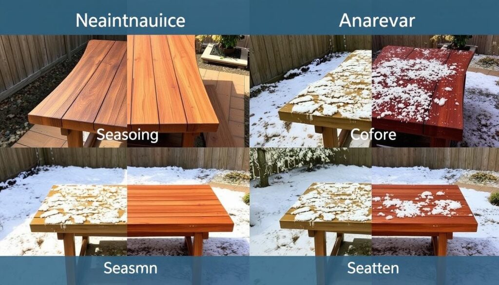 Seizoensgebonden onderhoud van houten tafel Seizoensgebonden onderhoud van houten tafel