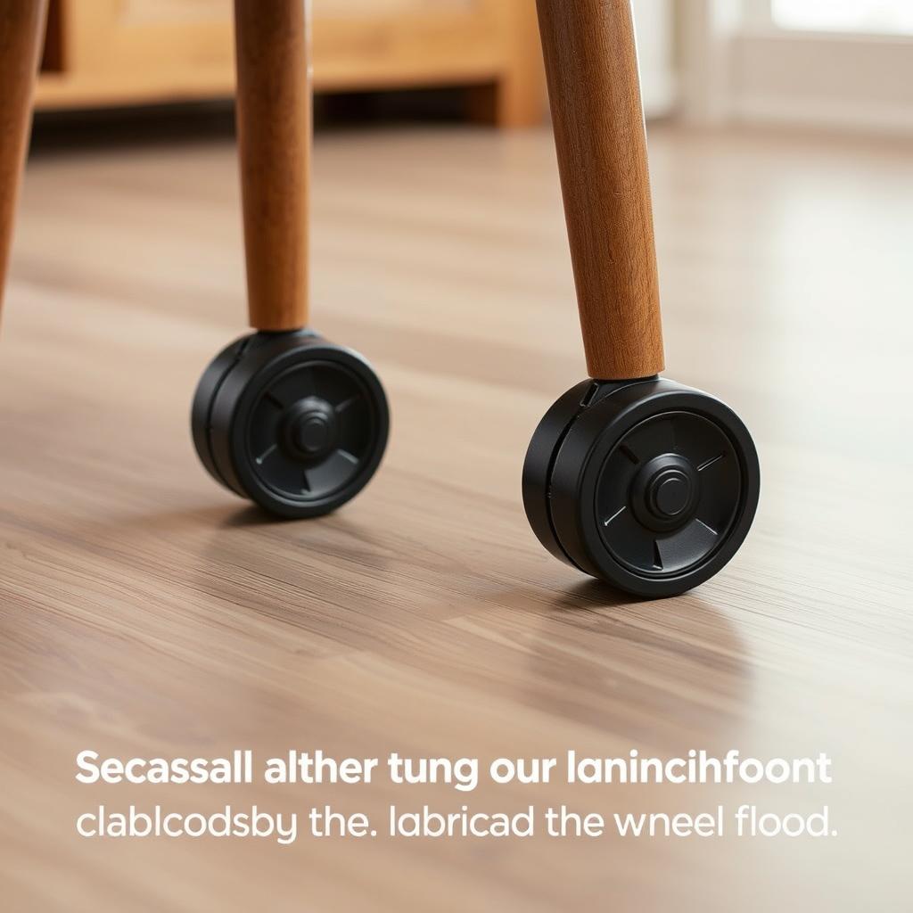 Speciale wieltjes voor laminaat en PVC vloeren onder een eetkamerstoel Speciale wieltjes voor laminaat en PVC vloeren onder een eetkamerstoel