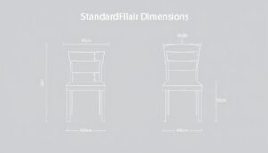 Standaardafmetingen van een eetkamerstoel met breedte tussen 40-50 cm