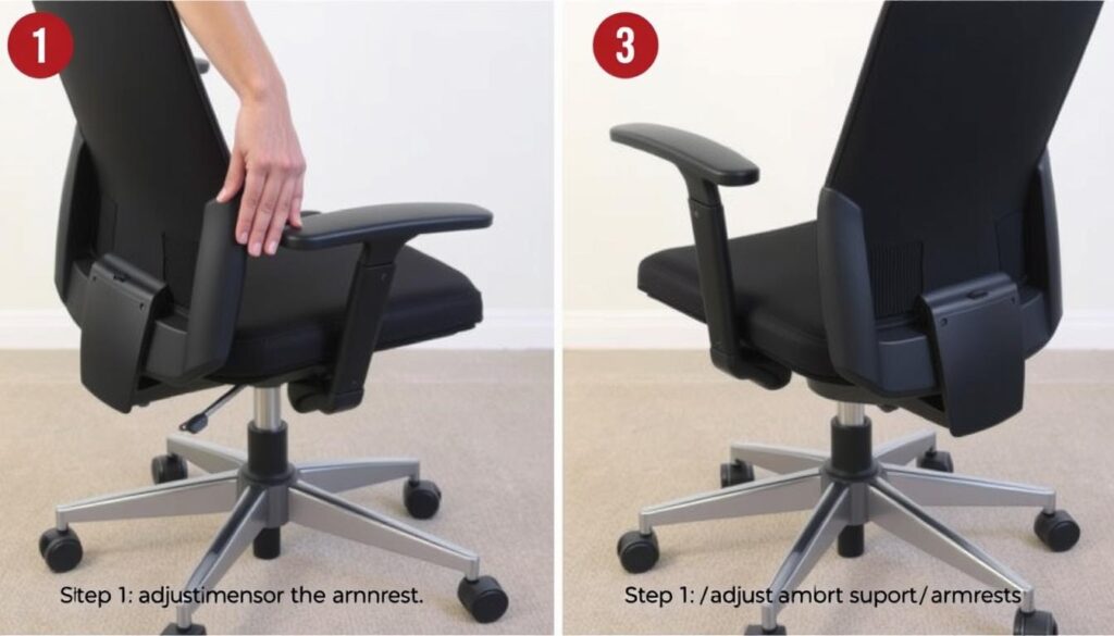 Stapsgewijze aanpassing van een bureaustoel met wieltjes voor optimale ergonomie Stapsgewijze aanpassing van een bureaustoel met wieltjes voor optimale ergonomie