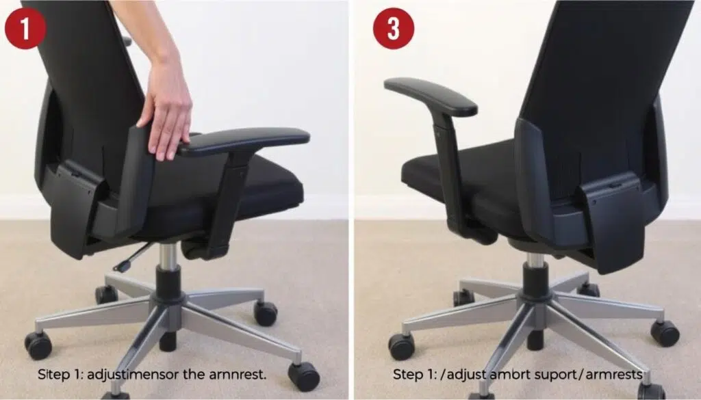 Stapsgewijze aanpassing van een bureaustoel met wieltjes voor optimale ergonomie Stapsgewijze aanpassing van een bureaustoel met wieltjes voor optimale ergonomie