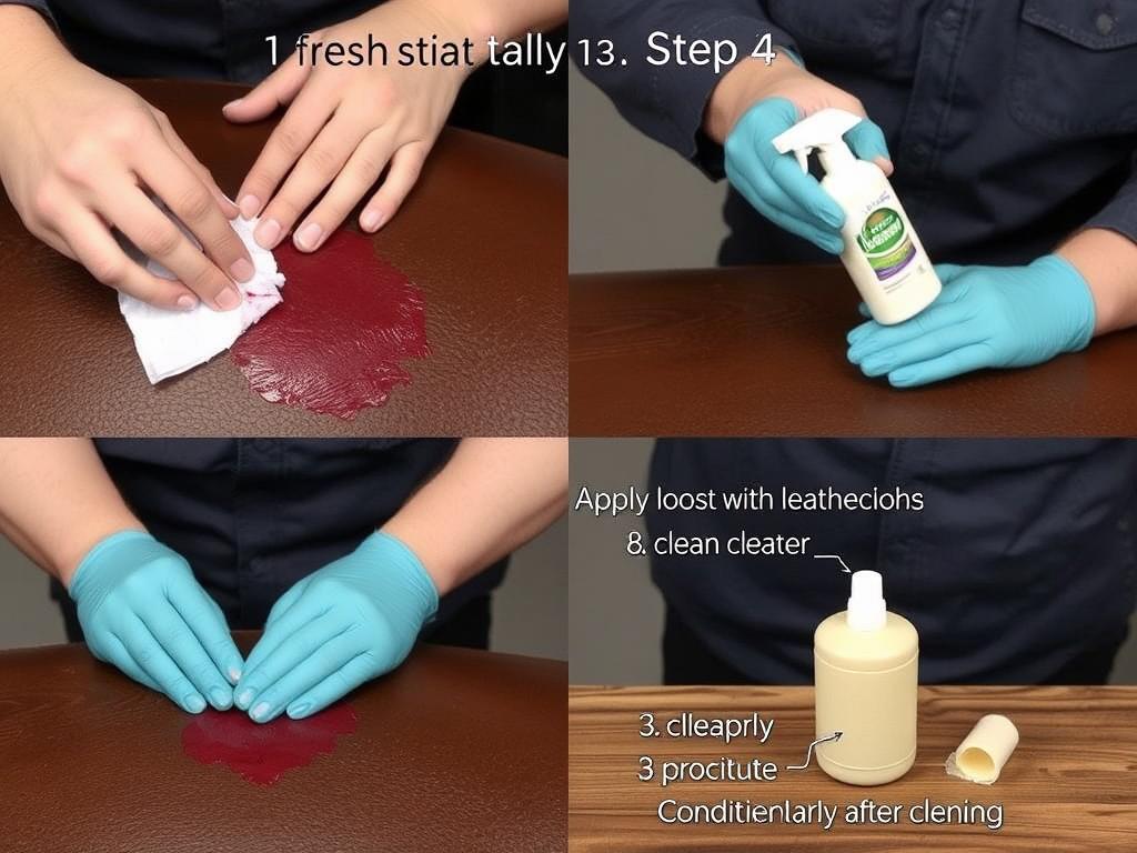 Stapsgewijze behandeling van een vlek op leer Stapsgewijze behandeling van een vlek op leer