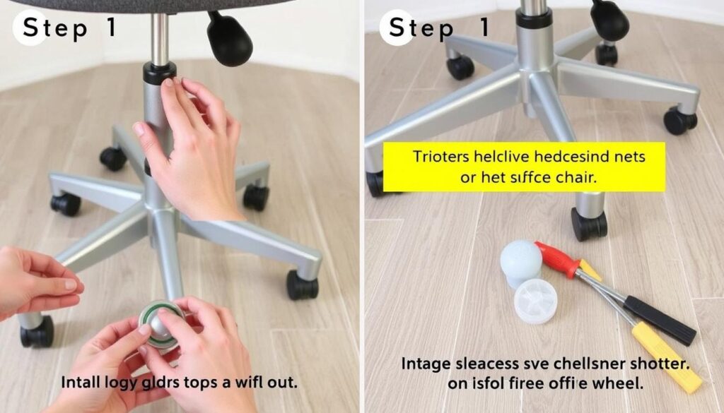 Stapsgewijze handleiding voor het vervangen van stoelwieltjes op een bureaustoel Stapsgewijze handleiding voor het vervangen van stoelwieltjes op een bureaustoel