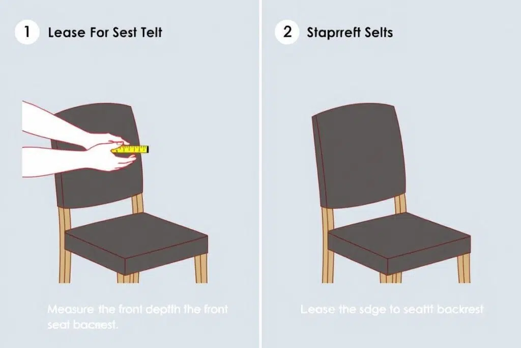 Stapsgewijze illustratie van het meten van een eetkamerstoel Stapsgewijze illustratie van het meten van een eetkamerstoel