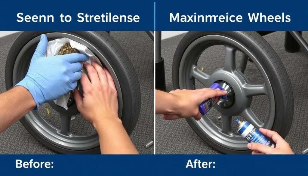 Stapsgewijze reiniging en onderhoud van wielen onder stoel Stapsgewijze reiniging en onderhoud van wielen onder stoel