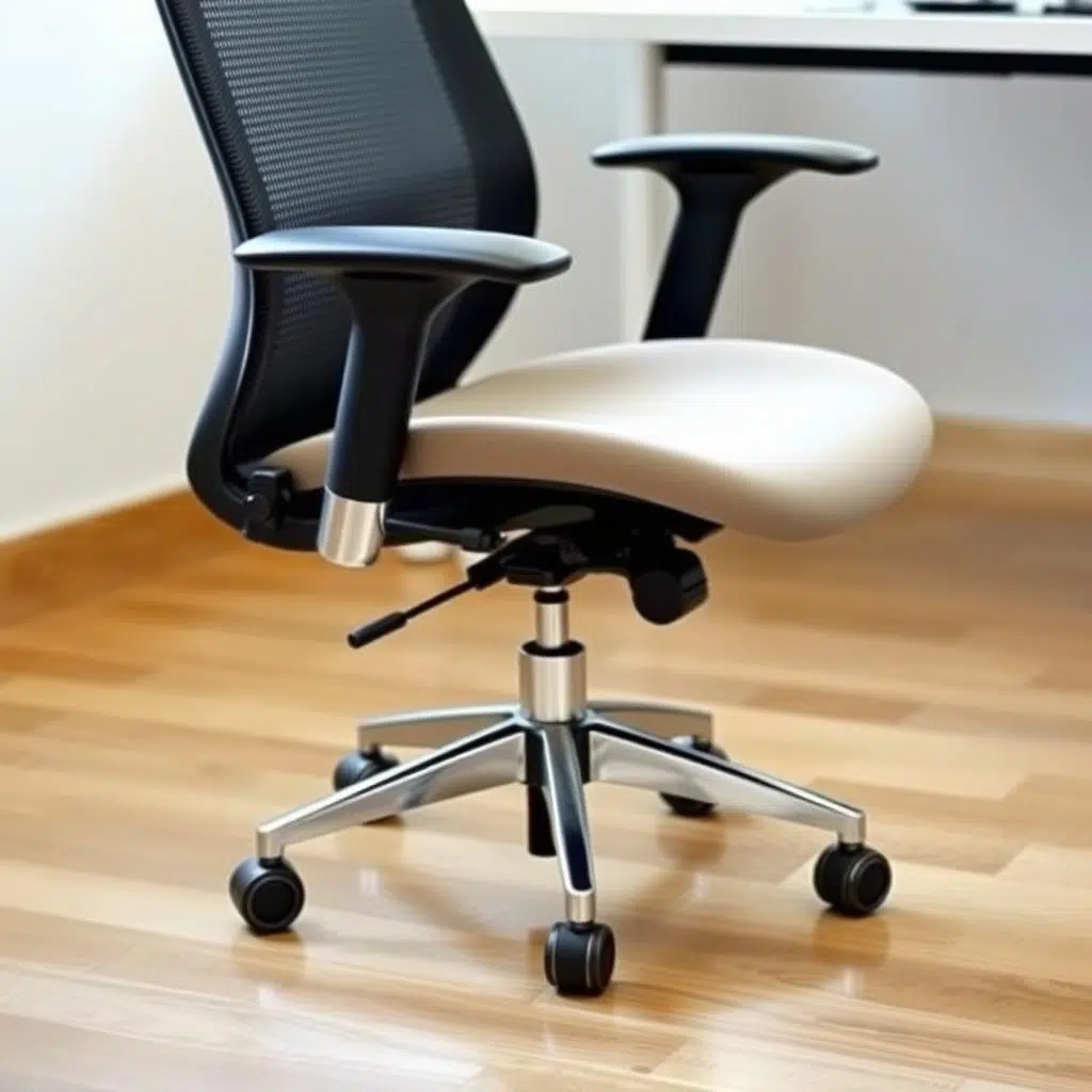 Statische stoel met ergonomisch design op laminaat Statische stoel met ergonomisch design op laminaat