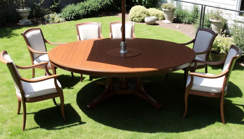 Stijlvolle buitentafel met parasolgat en uitschuifbare functie