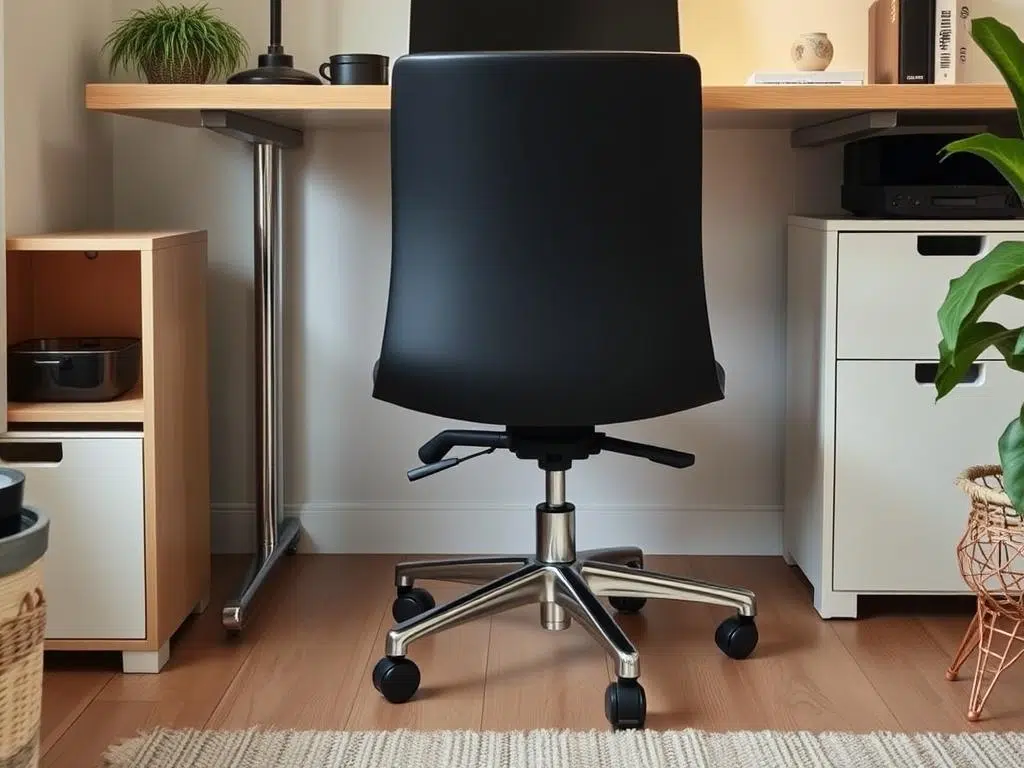 Stoel met wieltjes die makkelijk onder een bureau schuift Stoel met wieltjes die makkelijk onder een bureau schuift