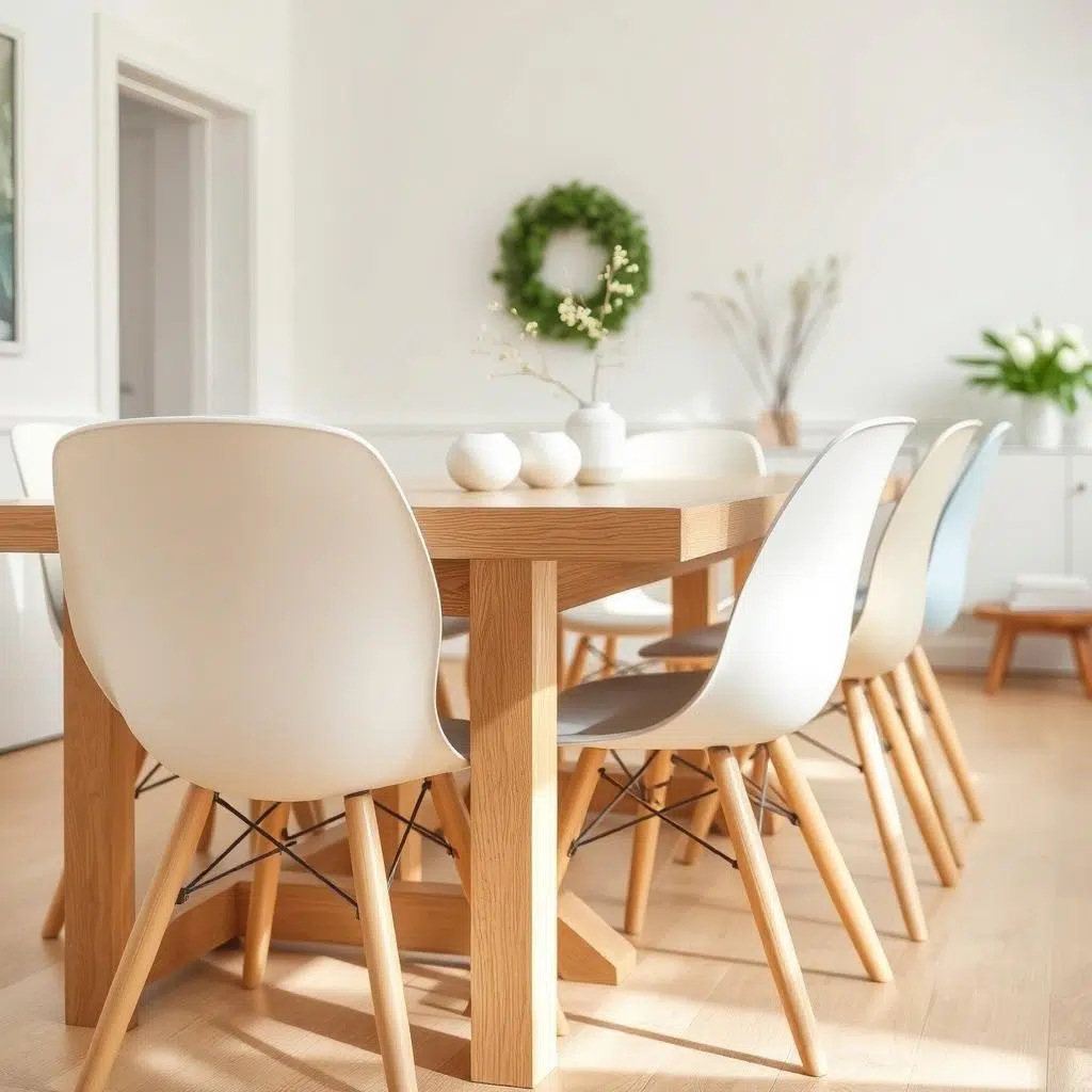 Stoelen bij een lichte eiken tafel Stoelen bij een lichte eiken tafel