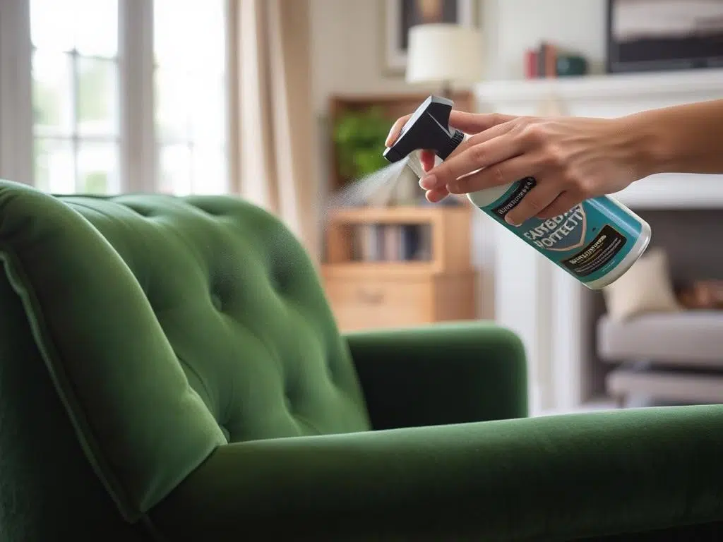 Toepassing van beschermende spray op velvet meubel Toepassing van beschermende spray op velvet meubel