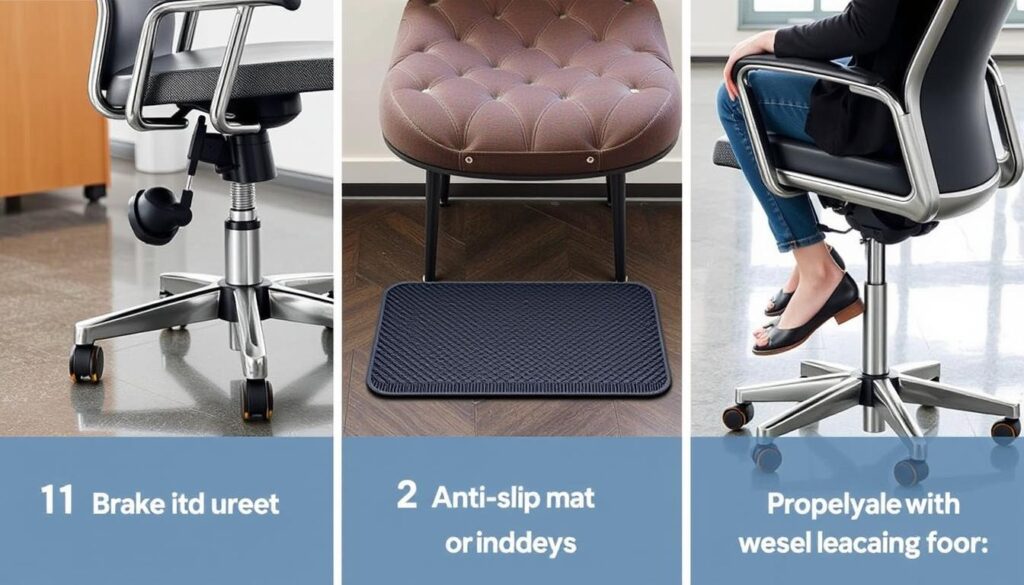 Veiligheidsmaatregelen voor stoelen met wielen Veiligheidsmaatregelen voor stoelen met wielen