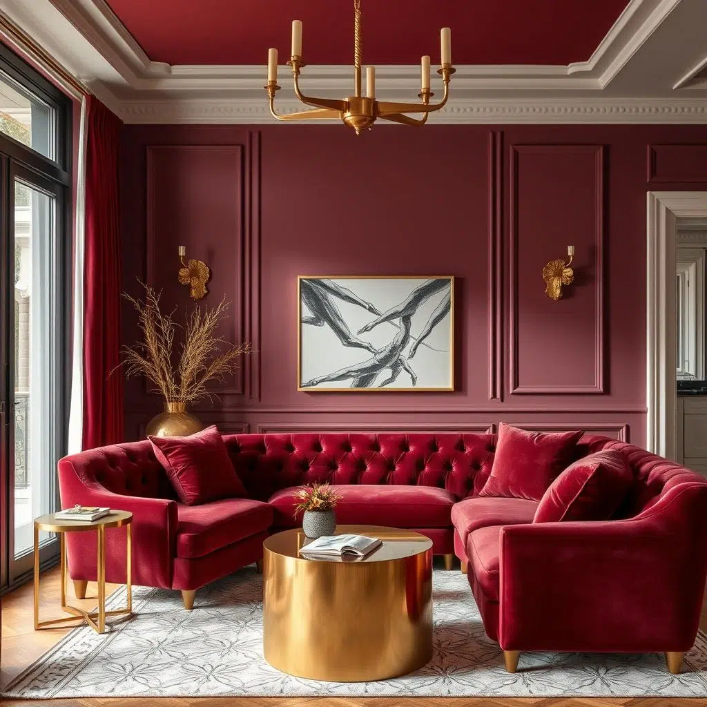 Velvet kleur gecombineerd met gouden accenten in interieur Velvet kleur gecombineerd met gouden accenten in interieur