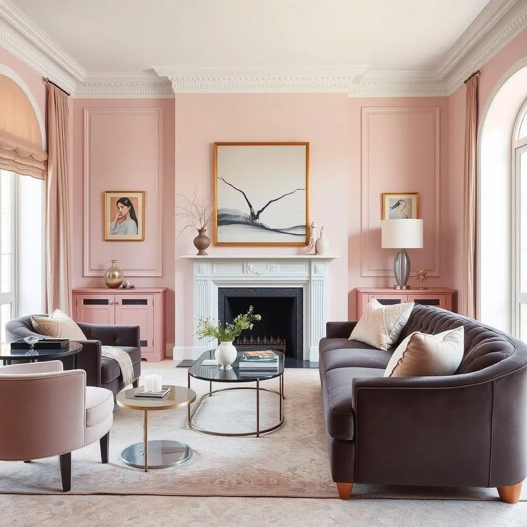 Verfijnd interieur met velvet kleur en blush roze accenten Verfijnd interieur met velvet kleur en blush roze accenten