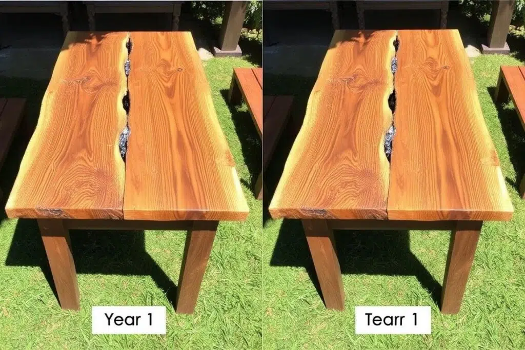 Vergelijking tussen behandeld en onbehandeld hout Vergelijking tussen behandeld en onbehandeld hout
