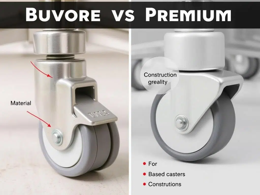 Vergelijking tussen budget en premium wieltjes onder stoel Vergelijking tussen budget en premium wieltjes onder stoel