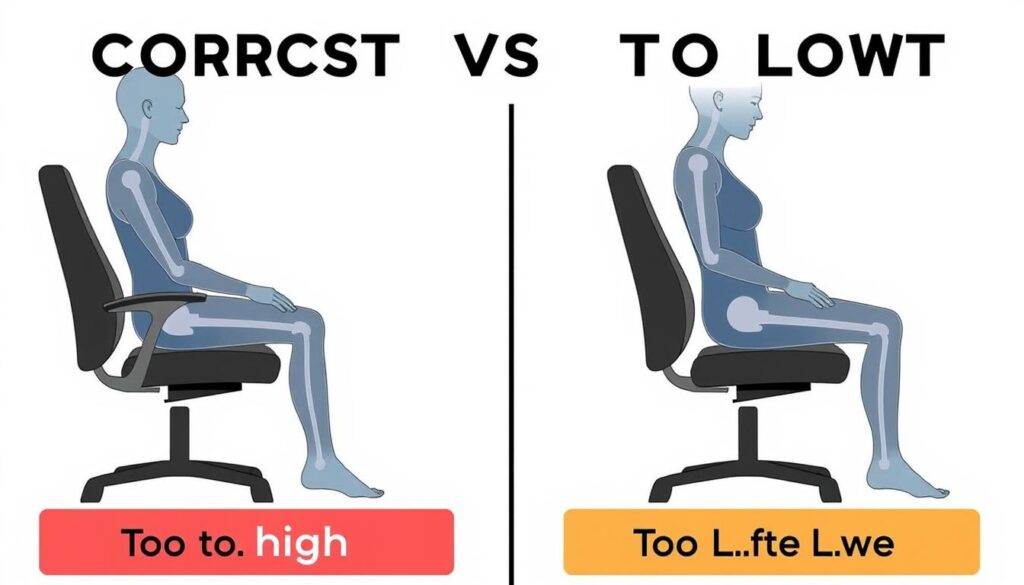 Vergelijking tussen correcte en incorrecte zithoogte en de gevolgen voor de houding Vergelijking tussen correcte en incorrecte zithoogte en de gevolgen voor de houding