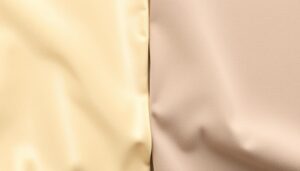 Vergelijking tussen velvet en suède stoffen naast elkaar