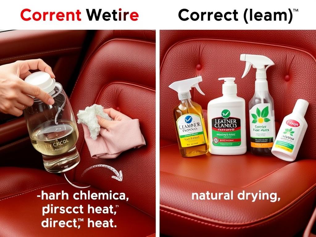 Vergelijking van juiste en onjuiste reinigingsmethoden voor leren eetkamerstoelen