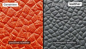 Vergelijking van de textuur van echt leer en imitatieleer onder een microscoop.