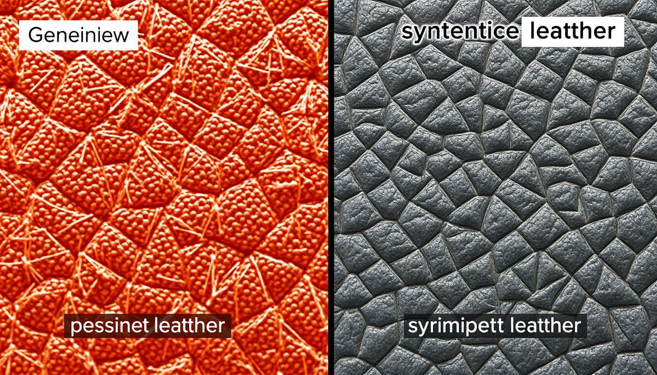 Vergelijking van leer en imitatieleer materiaalstructuur onder microscoop