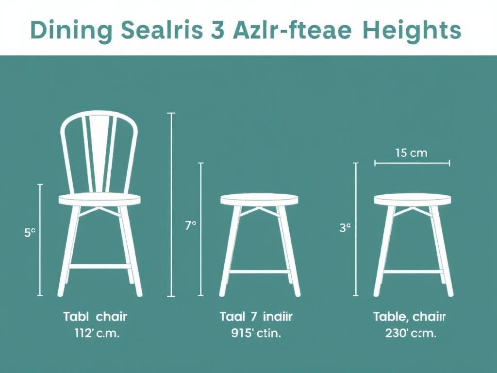 Vergelijking van verschillende hoogtes van eetkamerstoelen en eettafels Vergelijking van verschillende hoogtes van eetkamerstoelen en eettafels