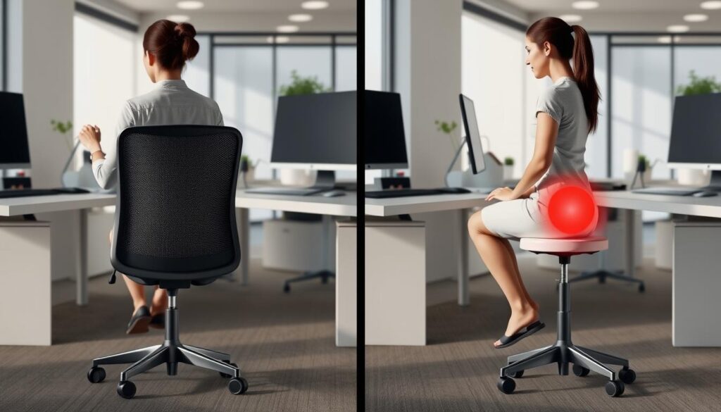 Vergelijking van zithoudingen op stoelen met en zonder rugleuning