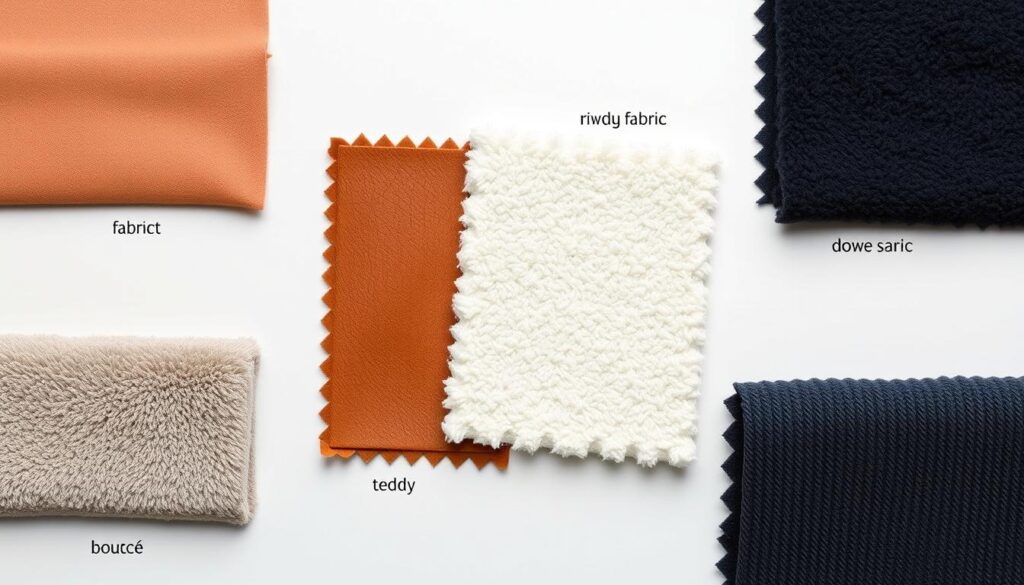 Verschillende bekledingsmaterialen voor eetkamerstoelen naast elkaar voor vergelijking Verschillende bekledingsmaterialen voor eetkamerstoelen naast elkaar voor vergelijking