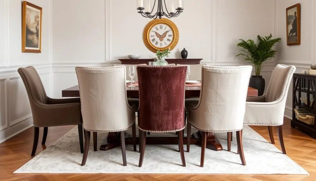 Verschillende eetkamerstoelen bekleed met verschillende materialen Verschillende eetkamerstoelen bekleed met verschillende materialen