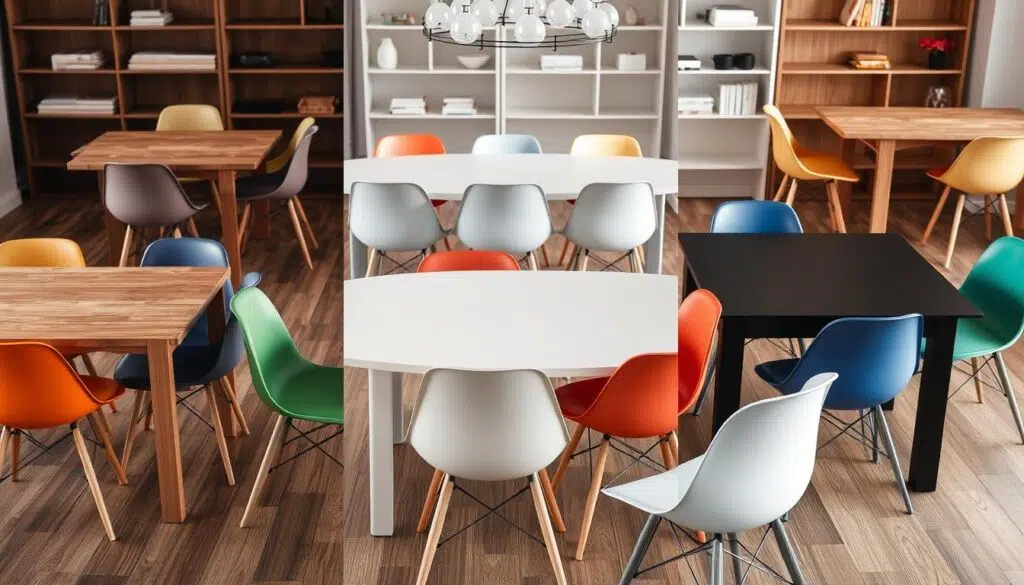 Verschillende kleur eetkamerstoelen rondom verschillende soorten eettafels Verschillende kleur eetkamerstoelen rondom verschillende soorten eettafels