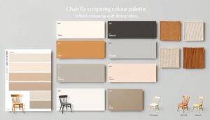 Verschillende kleurpaletten voor stoelen bij een eikenhouten eettafel