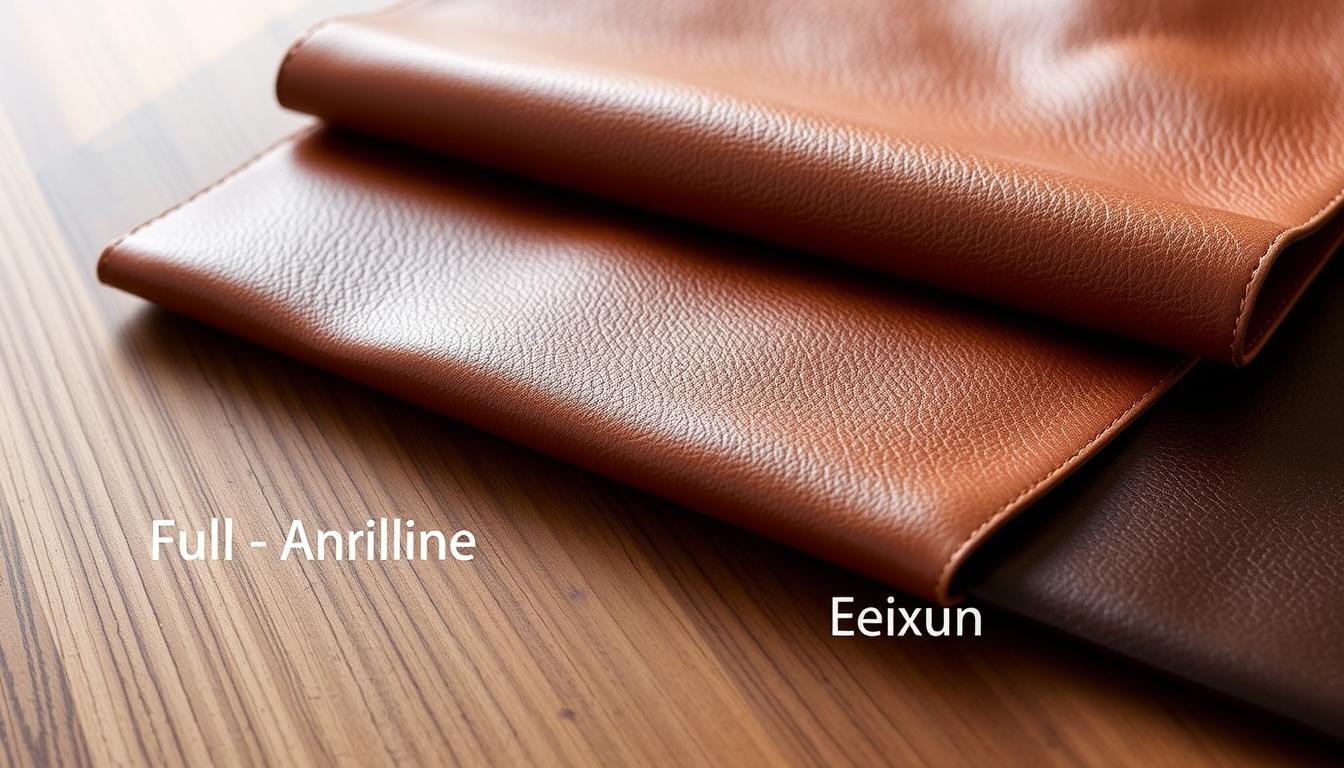 Verschillende leersoorten voor eetkamerstoelen met variërende texturen en kleuren