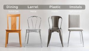 Verschillende materialen eetkamerstoelen met indicatie van levensduur
