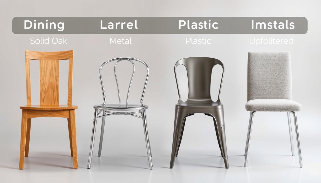 Verschillende materialen eetkamerstoelen met indicatie van levensduur
