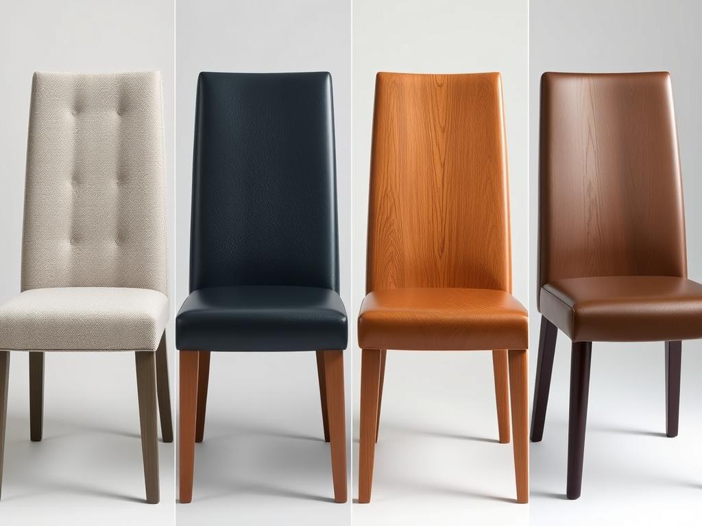 Verschillende materialen voor eetkamerstoelen die lekker zitten, inclusief stof, leer en hout