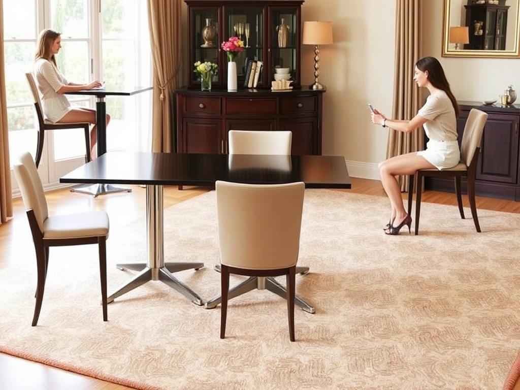 Verschillende posities om stoel-tafel combinaties te testen op ergonomie Verschillende posities om stoel-tafel combinaties te testen op ergonomie