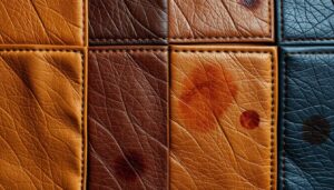 Verschillende soorten leer met zichtbare schade door externe factoren