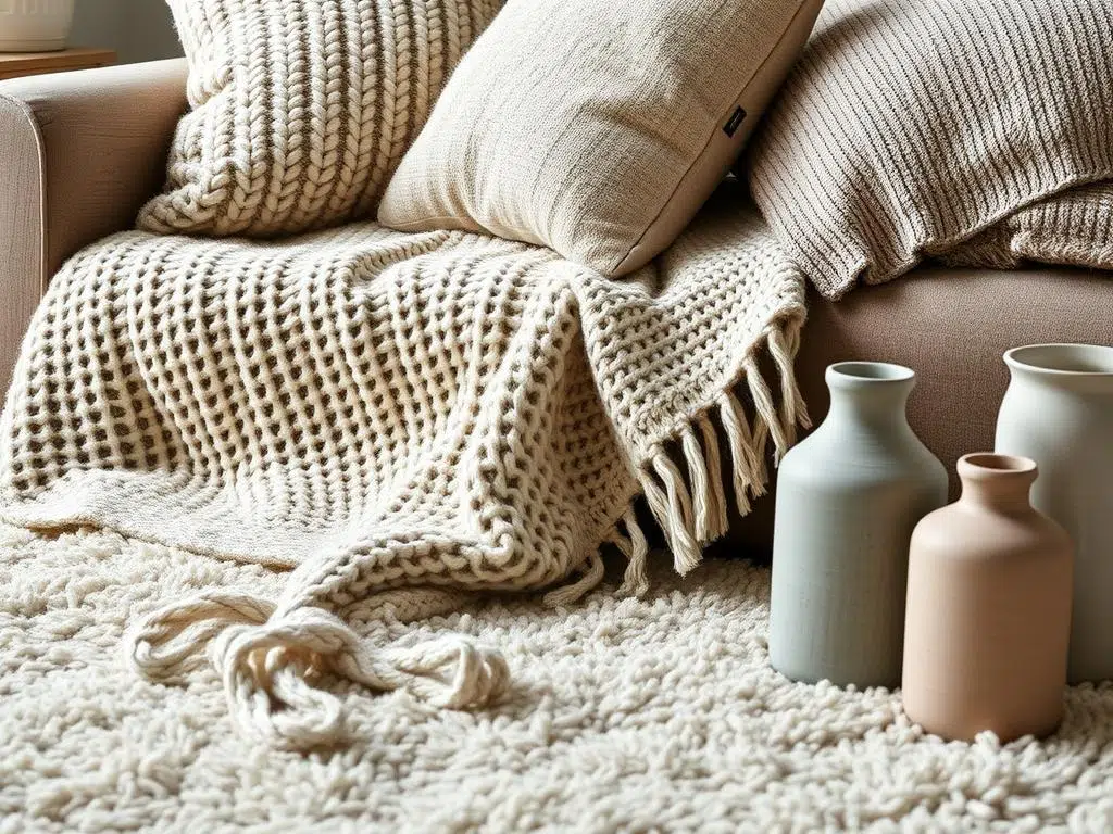 Verschillende texturen in een Scandinavisch interieur Verschillende texturen in een Scandinavisch interieur