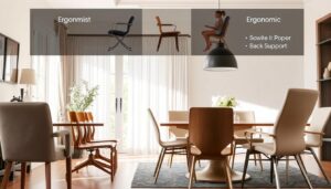 Verschillende typen comfortabele eetkamerstoelen met ergonomische kenmerken