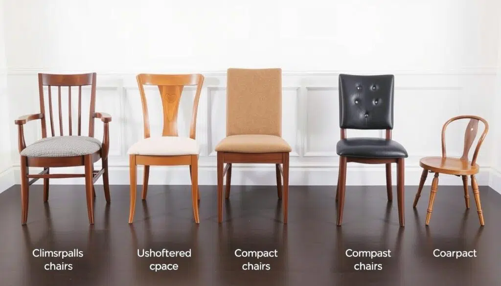 Verschillende typen eetkamerstoelen met variërende ruimtebehoefte Verschillende typen eetkamerstoelen met variërende ruimtebehoefte