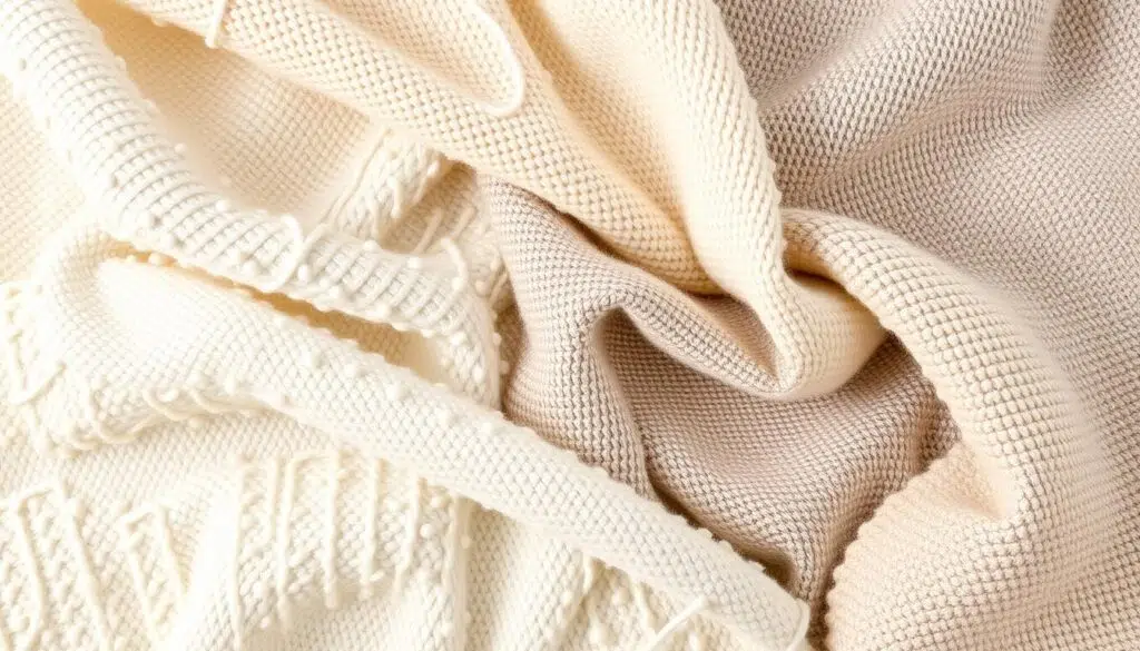 Verschillende types bouclé stof in verschillende kleuren en texturen Verschillende types bouclé stof in verschillende kleuren en texturen