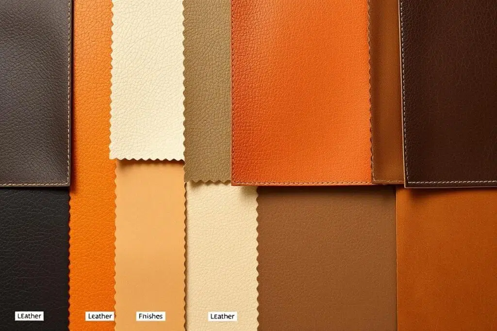 Verschillende types leer geschikt voor eetkamerstoelen met stalen en texturen Verschillende types leer geschikt voor eetkamerstoelen met stalen en texturen