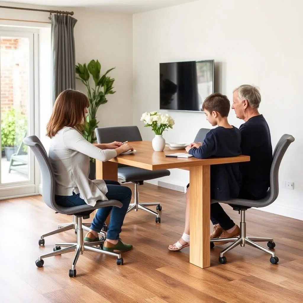 Verstelbare stoelen voor verschillende gebruikers aan een tafel van 78 cm Verstelbare stoelen voor verschillende gebruikers aan een tafel van 78 cm