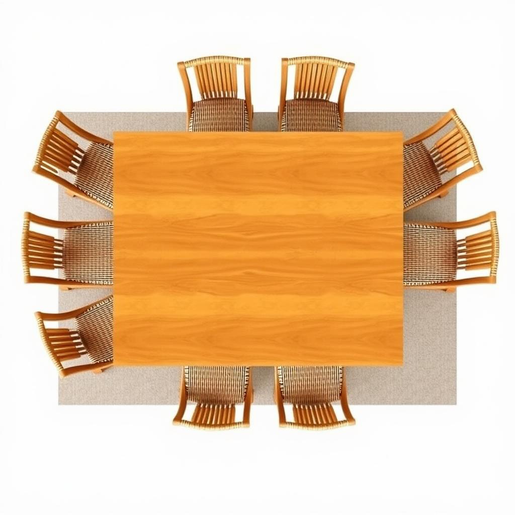 Vierkante eettafel van 200 cm met stoelen aan alle zijden Vierkante eettafel van 200 cm met stoelen aan alle zijden
