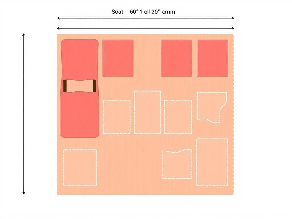 Visuele weergave van de stofberekening voor eetkamerstoelen Visuele weergave van de stofberekening voor eetkamerstoelen