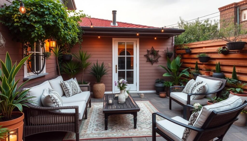 Volledig ingericht gezellig terras met alle besproken elementen