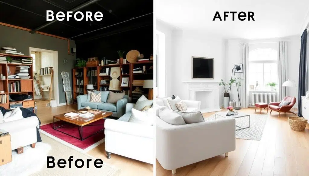 Voor en na toepassing van Scandinavisch interieurdesign principes Voor en na toepassing van Scandinavisch interieurdesign principes