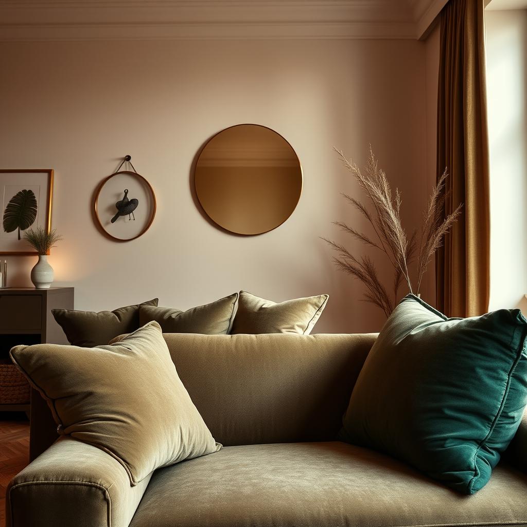 Warm, intiem interieur met velvet kleur elementen Warm, intiem interieur met velvet kleur elementen
