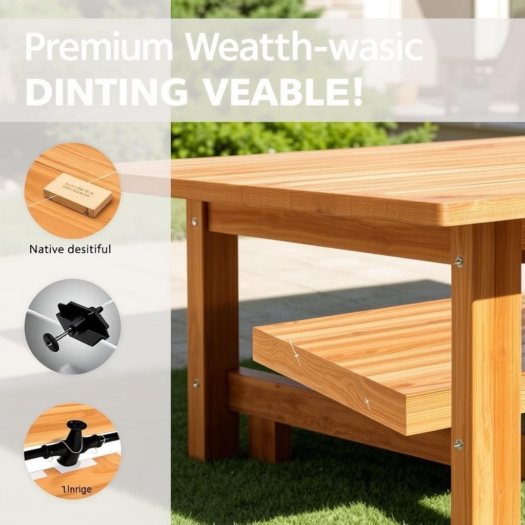 Weerbestendige eettafel van teakhout voor buitengebruik Weerbestendige eettafel van teakhout voor buitengebruik