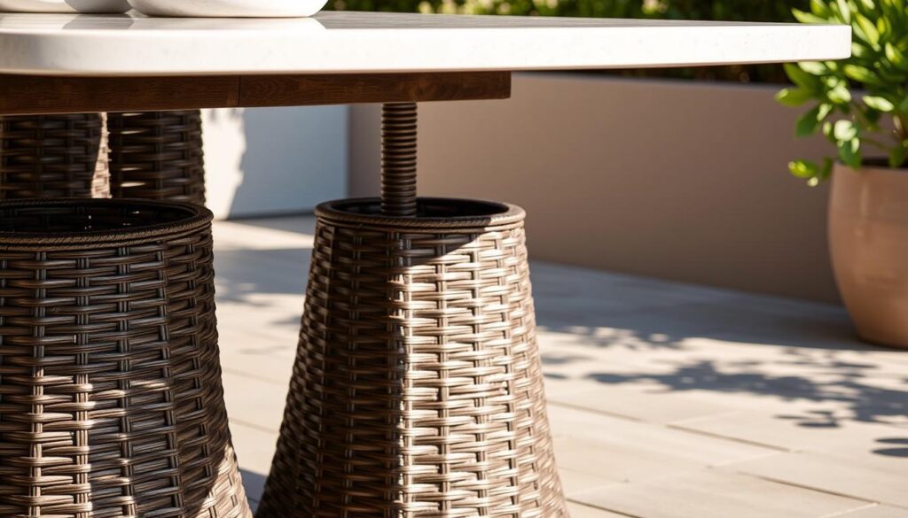 Wicker Liverpool die buiten blijft staan met keramisch tafelblad Wicker Liverpool die buiten blijft staan met keramisch tafelblad